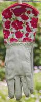 Gants Lightweight Gaunlet rouge large - Gant de jardin multiusages. Paume et dos de la main en cuir avec coton suppl�mentaire sur revers pour encore plus de protection. Id�al pour la coupe des roses. Joli motif Cressida.